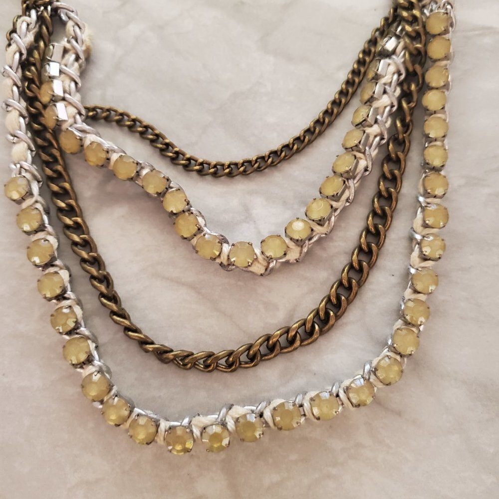 ✨ Chico's Rhinestones Crystal Ribbon Multi Chain Necklace ✨ - Picture 5 of 12